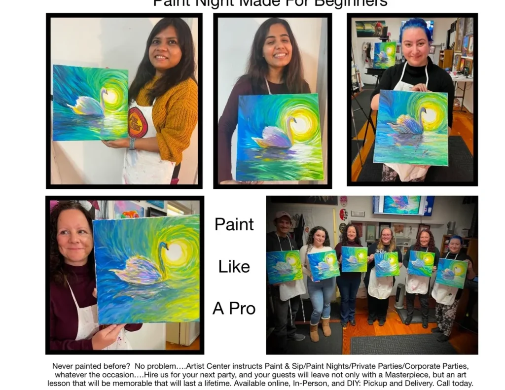 Painting class attendees flyer on the website